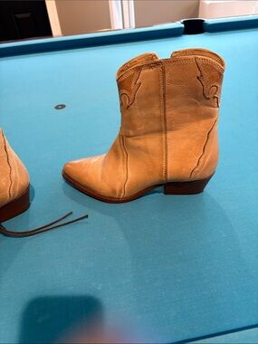 Free People Tan Leather Western Ankle Boots